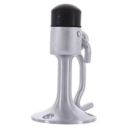 Satin Chrome Finish Wall Mounted Heavy Duty Door Stop with Hook and Holder Satin Chrome Finish Wall Mounted Heavy Duty Door Stop with Hook and Holder
